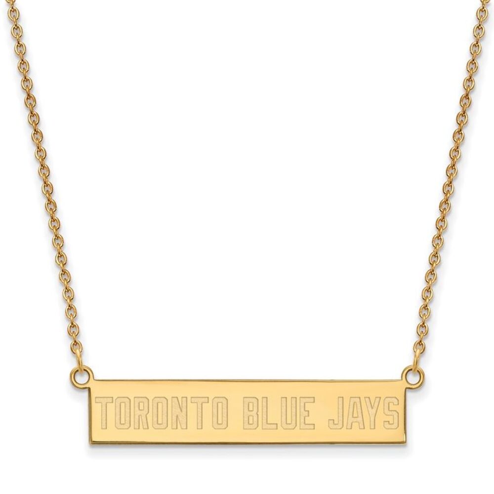 14K Gold Plated S.S. MLB Toronto Blue Jays Small Bar Necklace, 18 Inch